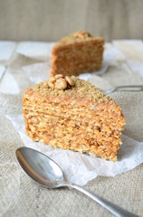 Waffle cake with condensed milk cream 