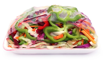 Sliced vegetables packed