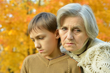 Fototapeta premium boy with grandmother in park