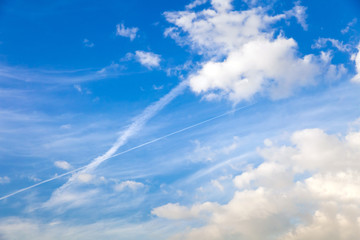 Trail of the aircraft in the sky