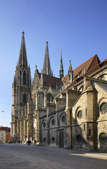 Church of  St. Peter - the Regensburg Cathedral in Regensburg. Bavaria. Germany