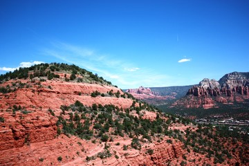 Camel Head, Snoopy Rock, Submarine Rock and Chicken Point  from Sedona View in Arizona, USA 
