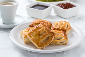 sweet puff pastry on plate