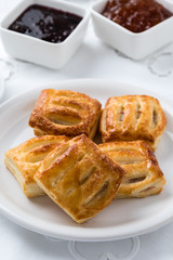 sweet puff pastry on plate