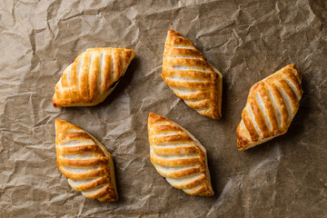 puff pastry with jam on paper