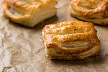 sweet puff pastry on paper