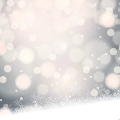 Abstract winter silver snowflakes background