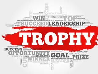 Trophy word cloud, business concept