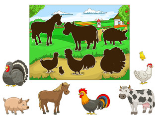Match the animals to their shadows child game 