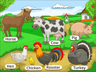 Farm animals with names cartoon educational 