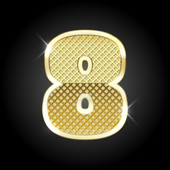 Vector metal gold letter number eight 8