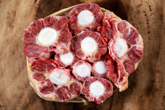 Fresh Raw Beef Oxtail Meat Cut, Ready To Cook.