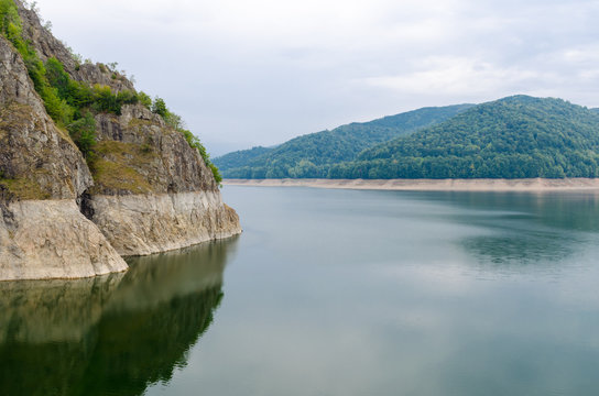Vidraru Dam on Arges River in Transylvania, Romania. Hydro electric power station.