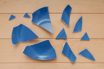 broken blue plate