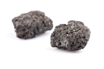 Volcanic stones on a white background