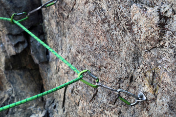 Quickdrows and rope on the rock