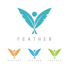 Feather Logo. Lawyer Law firm Logo design Feather Quill symbol vector design template