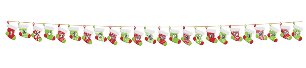 Adventskalender Weihnachten Socken Dekoration Nikolaus Stiefel