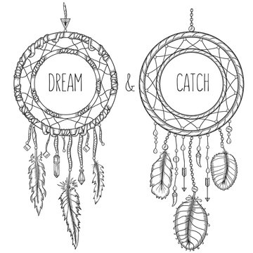 Dream catchers. Native american traditional symbol. Vintage