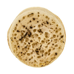 Fresh Crumpet Macro on a White Background