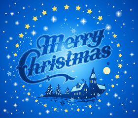 Obraz na płótnie Canvas Merry Christmas lettering, vector illustration