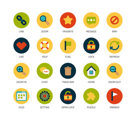 Round icons thin flat design, modern line stroke style
