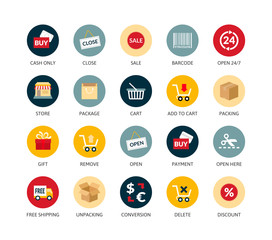 Round icons thin flat design, modern line stroke style
