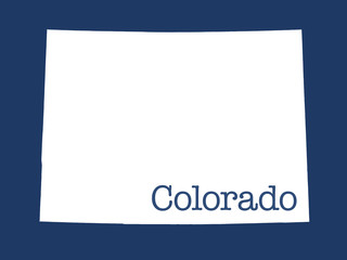 Colorado state outline illustration with blue background