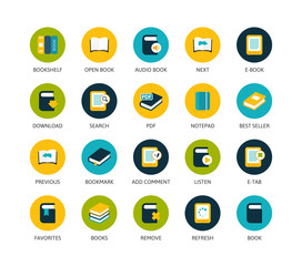 Round icons thin flat design, modern line stroke style