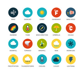 Round icons thin flat design, modern line stroke style