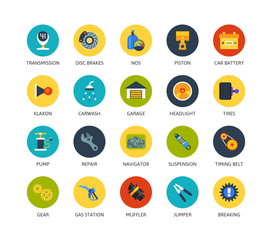 Round icons thin flat design, modern line stroke style
