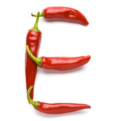Close up view of the letter made of pepper