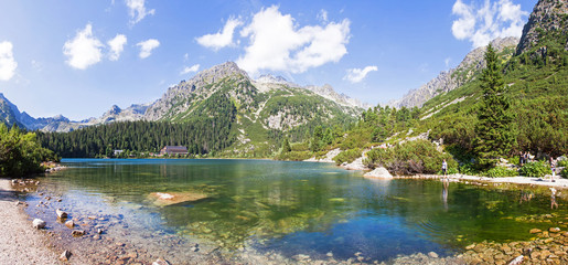 Panoramic view of Popradske Pleso, Tatra mountains, Slovakia