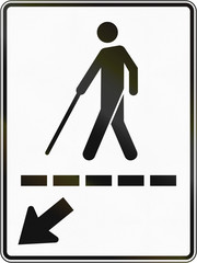 Regulatory road sign in Quebec, Canada - Blind path to the left