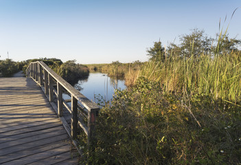 Wooden Footbridge over canal at Fort Pickens, Florida