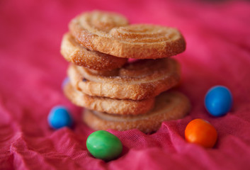 Puff pastry cookies  and colored pills