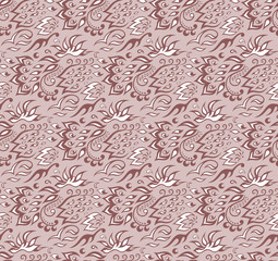 Florall seamless texture on beige background.
