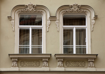 Classical baroque window in Prague, Czech Republic
