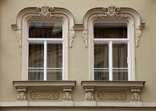 Classical baroque window in Prague, Czech Republic