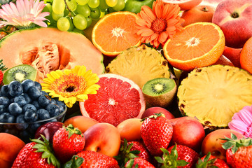 Composition with assorted fruits