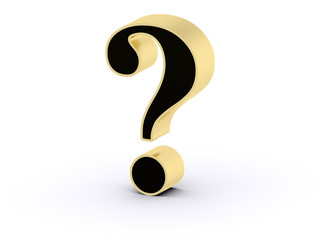 Question-mark symbol in 3D golden-black