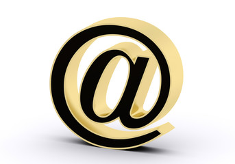 at-sign symbol in 3D golden-black