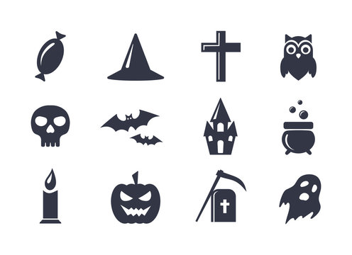 Simple vector icons set for Halloween.