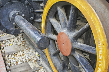 Wheel old steam locomotive