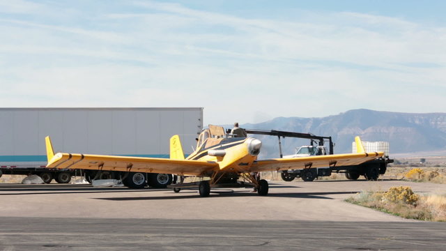 Crops duster filling seeds agriculture fast timelapse HD 3445