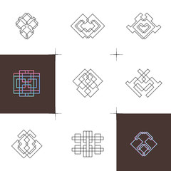 Geometric linear art elements. Set of hipster style logo design. - 93792195