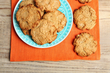 Homemade cookies on table close up