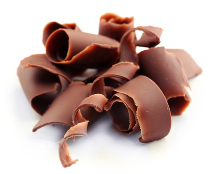 Chocolate curls isolated on white