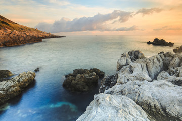 Fototapeta na wymiar Sunrise over the Coast of Sicily