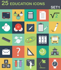 Set of 25 high quality education icons.